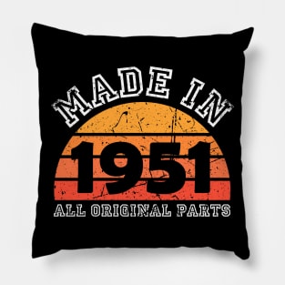 Made 1951 Original Parts 70th Birthday Pillow