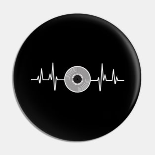 Vinyl and heartbeat design for vinyl record enthusiasts, dance music Lovers, EDM fans and ravers Pin