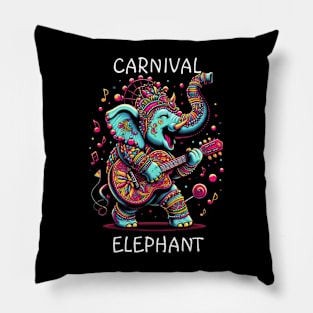 Elephant Playing Guitar Carnival Pillow