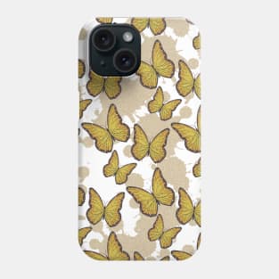 cute girly yellow butterfly pattern with a splash paint background Phone Case