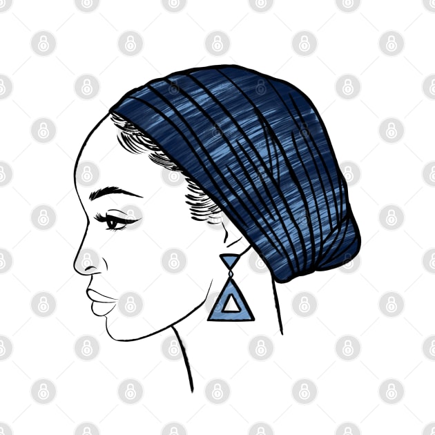 beautiful african american girl in blue turban by Kuchinska design