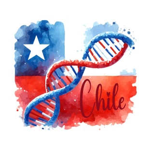 Chilean Flag Watercolor DNA Strand Art T-Shirt