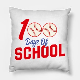 100 Days of School Apparel 100th Day Baseball Teacher Kids Pillow