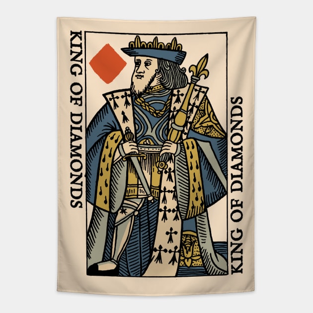 Vintage Character of Playing Card King of Diamonds Tapestry by KewaleeTee