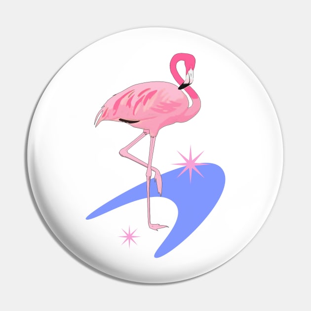 Flamingo MCM Retro Shapes Midcentury Modern Pin by TammyWinandArt