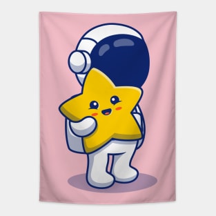 Astronaut Holding Cute Star Tapestry