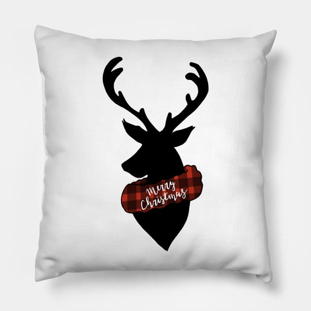 Reindeer Wreath Xmas Pillow by RachWillz