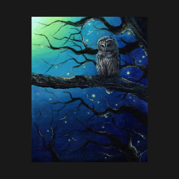 Starry Owl - Acrylic Painting of a Magical Night by mendic