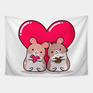 kawaii style, lovers mice, Valentine's day, cute kawaii mice. Tapestry