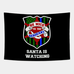 thin blue line christmas police gift Tapestry