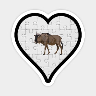 Jigsaw  Wildebeest Heart Design - Wild Animal Wildebeest Magnet