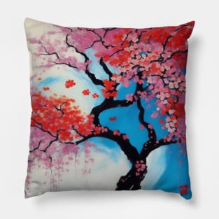 wall art painting butterfly floral trees abstract soft paint Japanese style unique Pillow