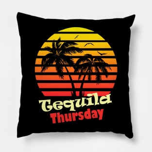 Tequila Thursday 80s Sunset Pillow