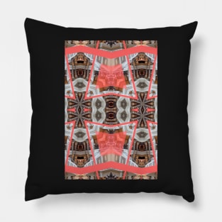 Living Coral Pantone Colour of the Year 2019 pattern decoration with neoclassical architecture Pillow