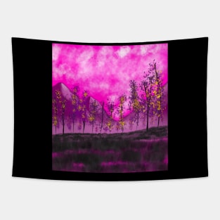 Pink Fairytale Mountains Tapestry