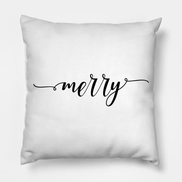 Merry Christmas design, Merry lettering Pillow by Sapfo