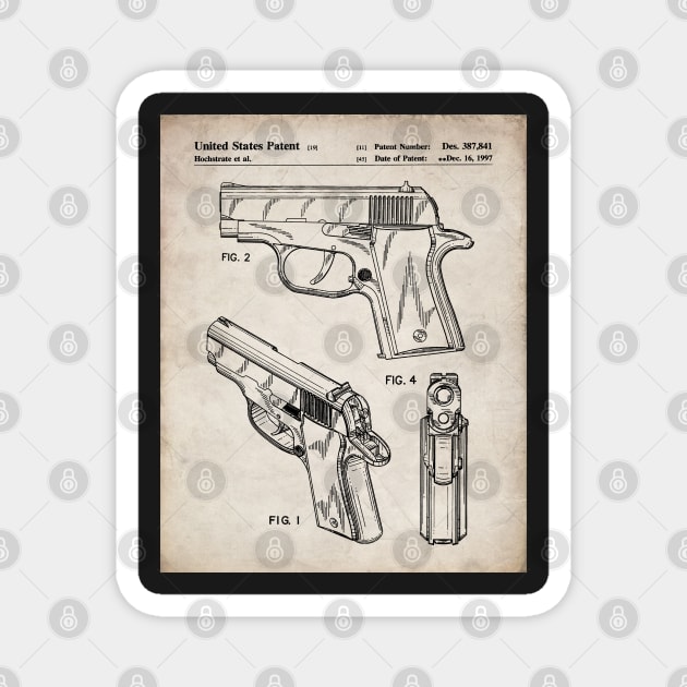 Sig Sauer Pistol Patent - Firearm Enthusiast Gun Lover Art - Antique Magnet by patentpress