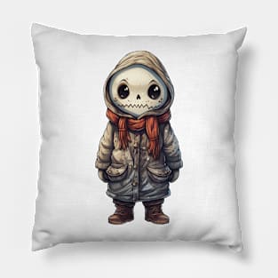 Spooky skull figure in mask perfect for halloween ! Smile face :) Pillow