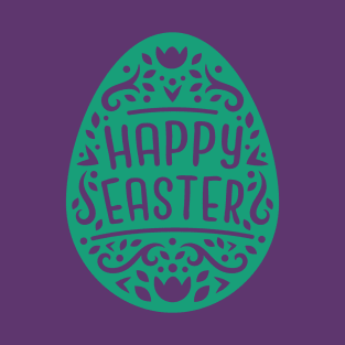 Happy Easter Large Green Egg Silhouette T-Shirt