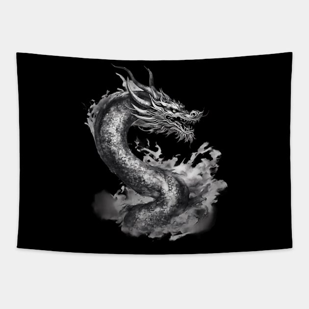 Dragon Drawing Tapestry by animegirlnft