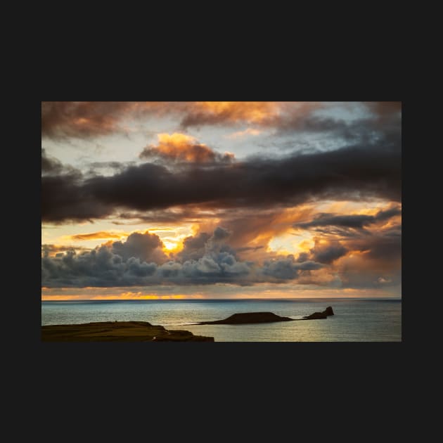 Worms Head and Rhossili Bay from Rhossili Down, Gower, Wales by dasantillo