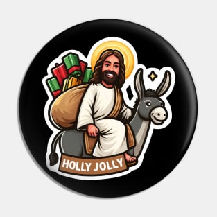 Holly Jolly Jesus Donkey Christmas gifts Pin
