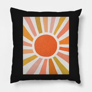 Summer sun, Mid century art print Pillow