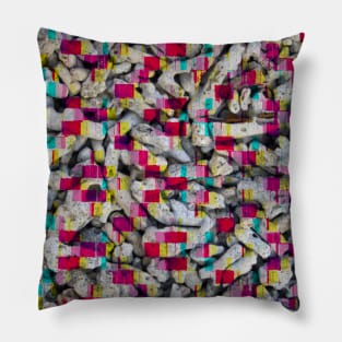 Glitch Colour Pebbles on Beach Funk Pattern Pillow