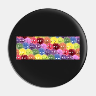 Fluffy Rainbow Monster Faces Pin