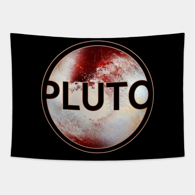 "Planet" Pluto with lettering gift space idea Tapestry by sweetczak