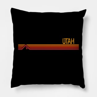 Retro vintage Utah design with stripes and mountain Pillow