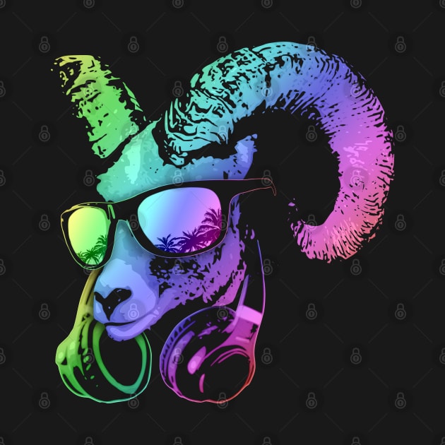 DJ GOAT Cool and Funny Music Animal with Headphones and Sunglasses. by Nerd_art