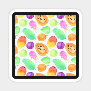 Bright watercolor tropical fruit pattern Magnet