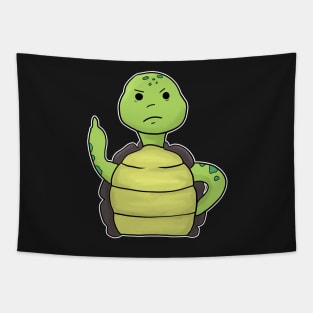 Grumpy Turtle Holding Middle finger funny gift Tapestry