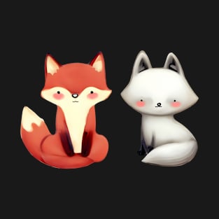 Cute little red fox and white fox T-Shirt