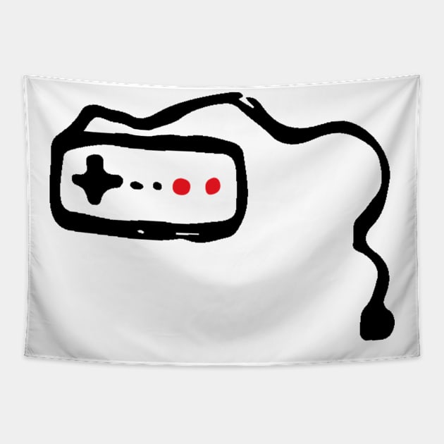 Video Game Controller Doodle Black Tapestry by Mijumi Doodles