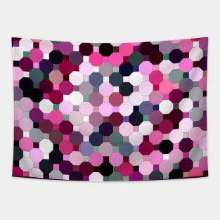 Abstract Pink, Purple and Grey Octagons Tapestry