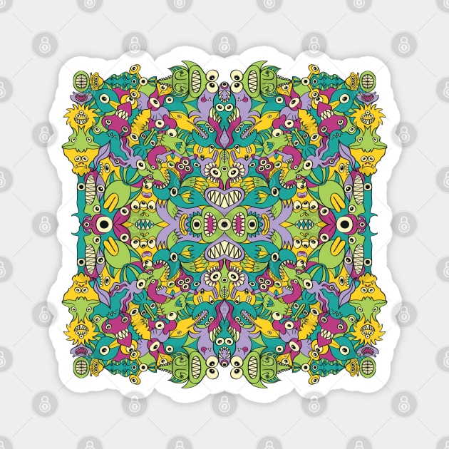 Weird monsters having fun by replicating in a seamless pattern design Magnet by zooco