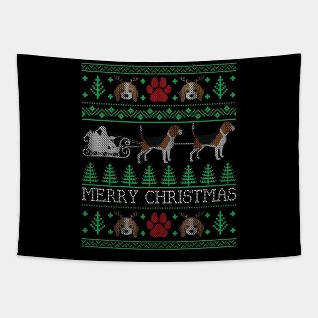 Christmas Beagle Dog Lovers Owners Beagle Ugly Christmas Sweater Tapestry by mrsmitful01