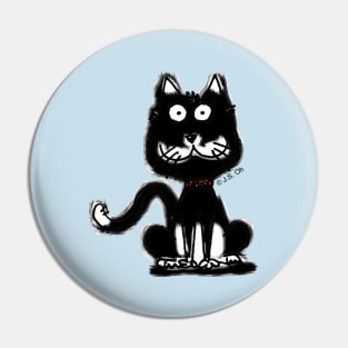 black cat doodle Pin