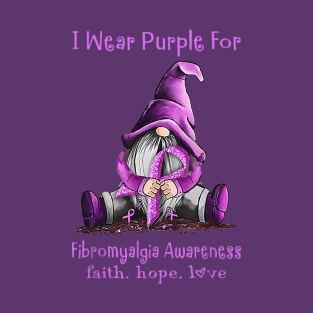 I Wear Purple For Fibromyalgia Awareness Gnome T-Shirt