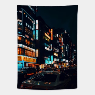 Busy Nights (Orange and Teal edition) Tapestry