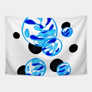 Blue Abstract Bubbles Tapestry