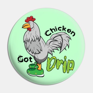 Chicken With Shoes White Green DRIP Pin