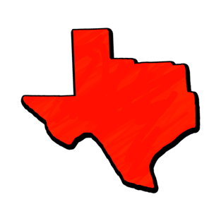 Bright Red Texas Outline T-Shirt