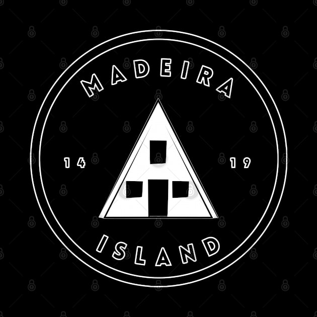 Madeira Island 1419 logo with the traditional Santana house in black & white by Donaby