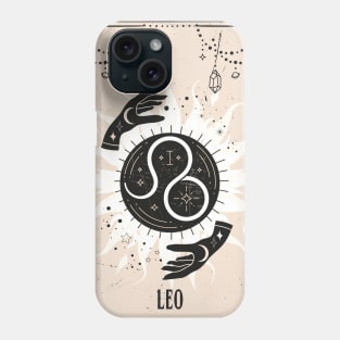 Leo  zodiac symbol card with fortune teller mystic hands. Phone Case