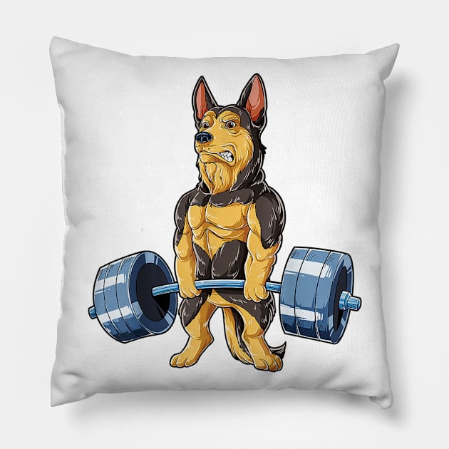 German Shepherd Weightlifting Fitness Pillow by Rojio