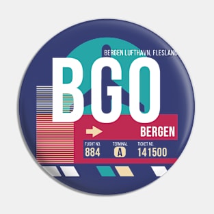 Bergen, Norway (BGO) Airport Code Baggage Tag E Pin