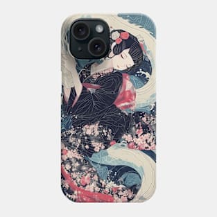 Geisha dragon in water 7202 Phone Case